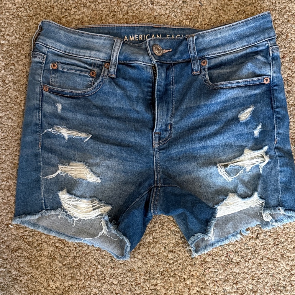 American Eagle Outfitters Women's Distressed Blue Jean Shorts